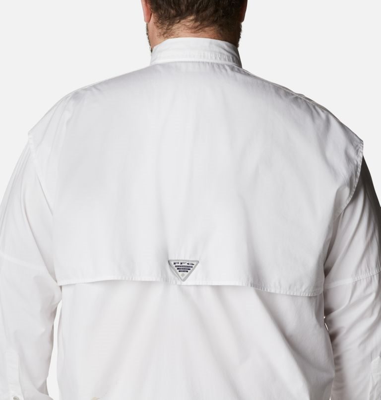 Men's Columbia PFG Bonehead Long Sleeve Shirts White | Plus Size CA-H053C